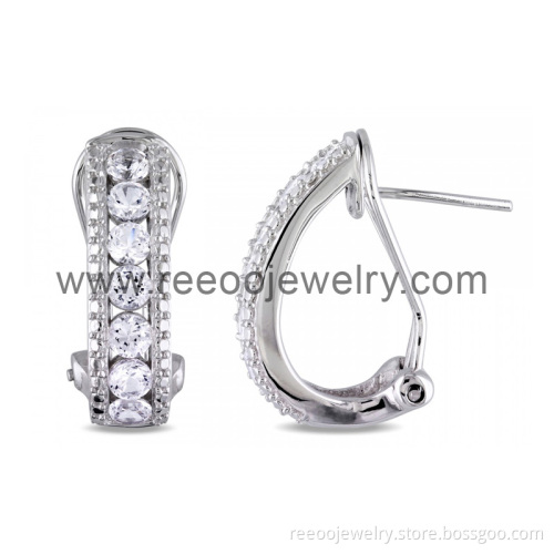 Wholesale 925 Sterling Silver Gemstone Earrings Engraved 925 Sterling Silver Earrings